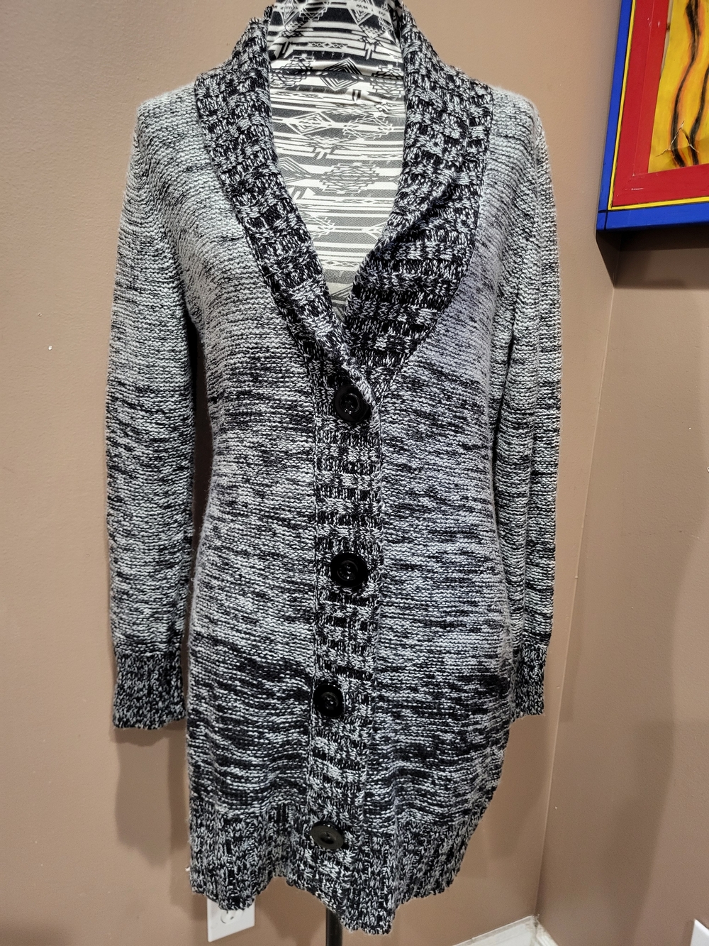 Mossimo Supply Co. Black & White Marled Shawl-Collar Cardigan